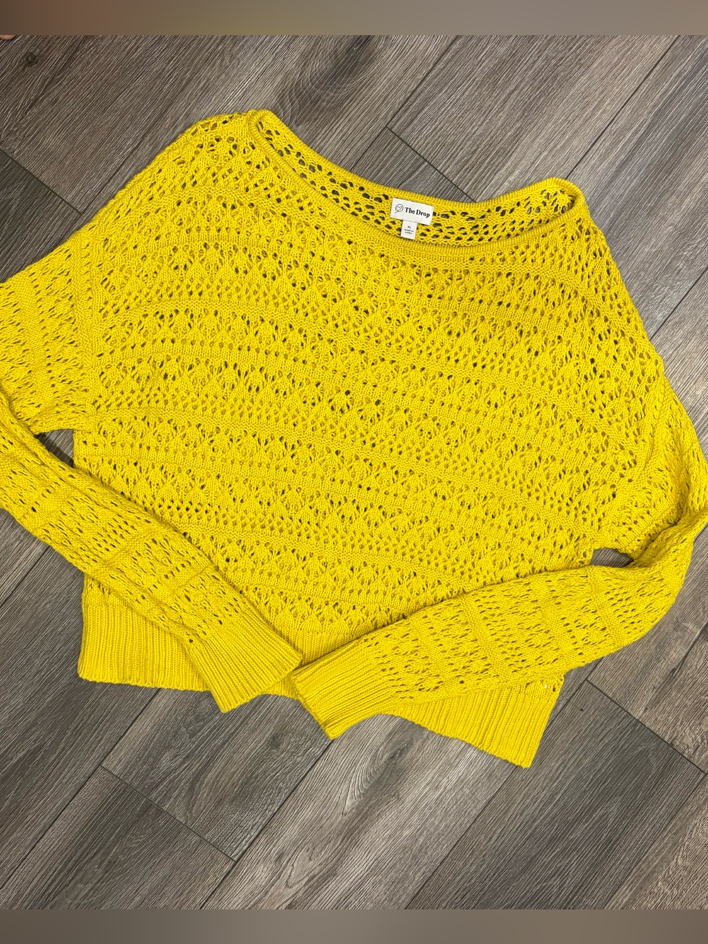 Women's Yellow Crochet Sweater